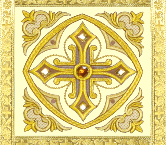 centralny ornament haftowany w szacie liturgicznej