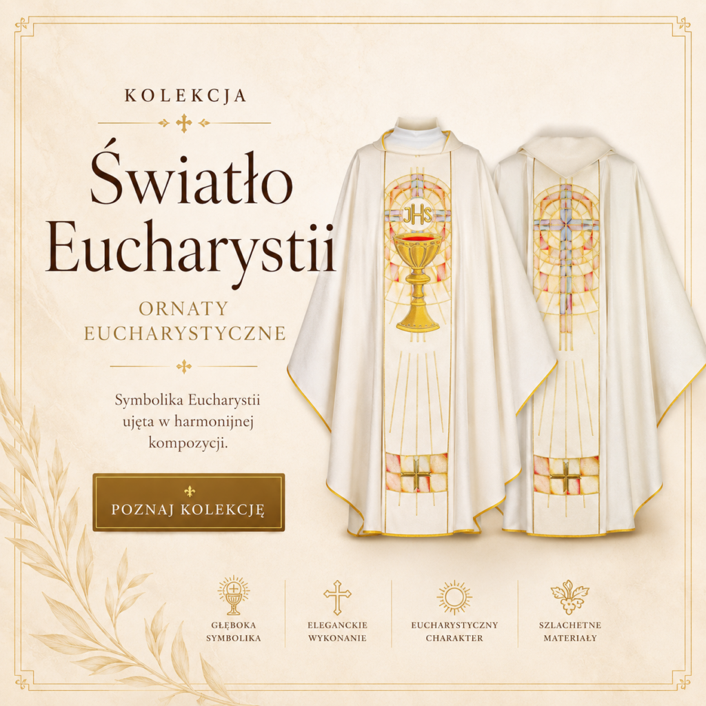 Ornaty eucharystyczne z motywem kielicha i Hostii