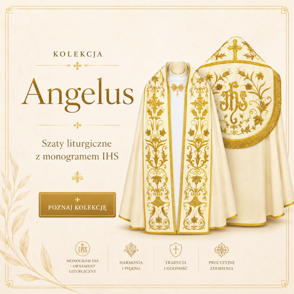 Szaty liturgiczne z motywem IHS do celebracji eucharystycznej