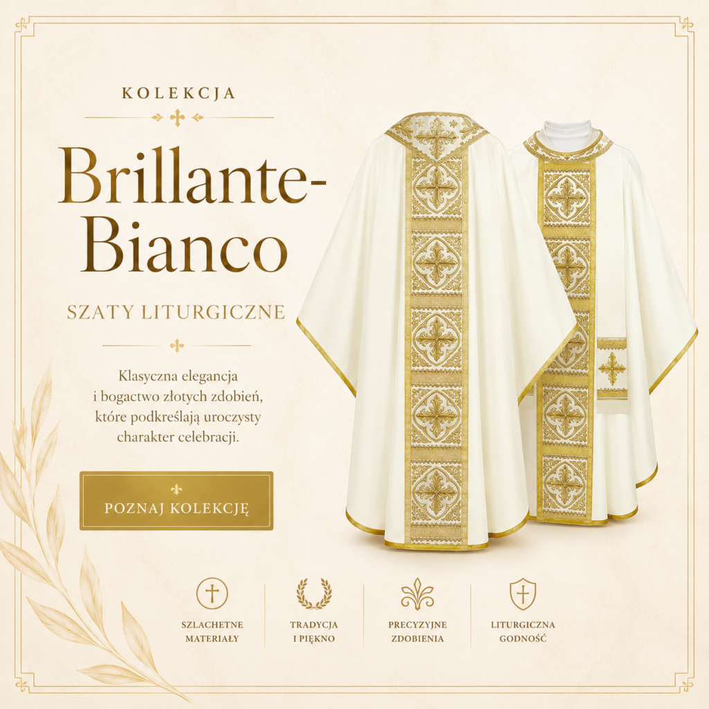 Eleganckie szaty liturgiczne z subtelnym ornamentem sakralnym