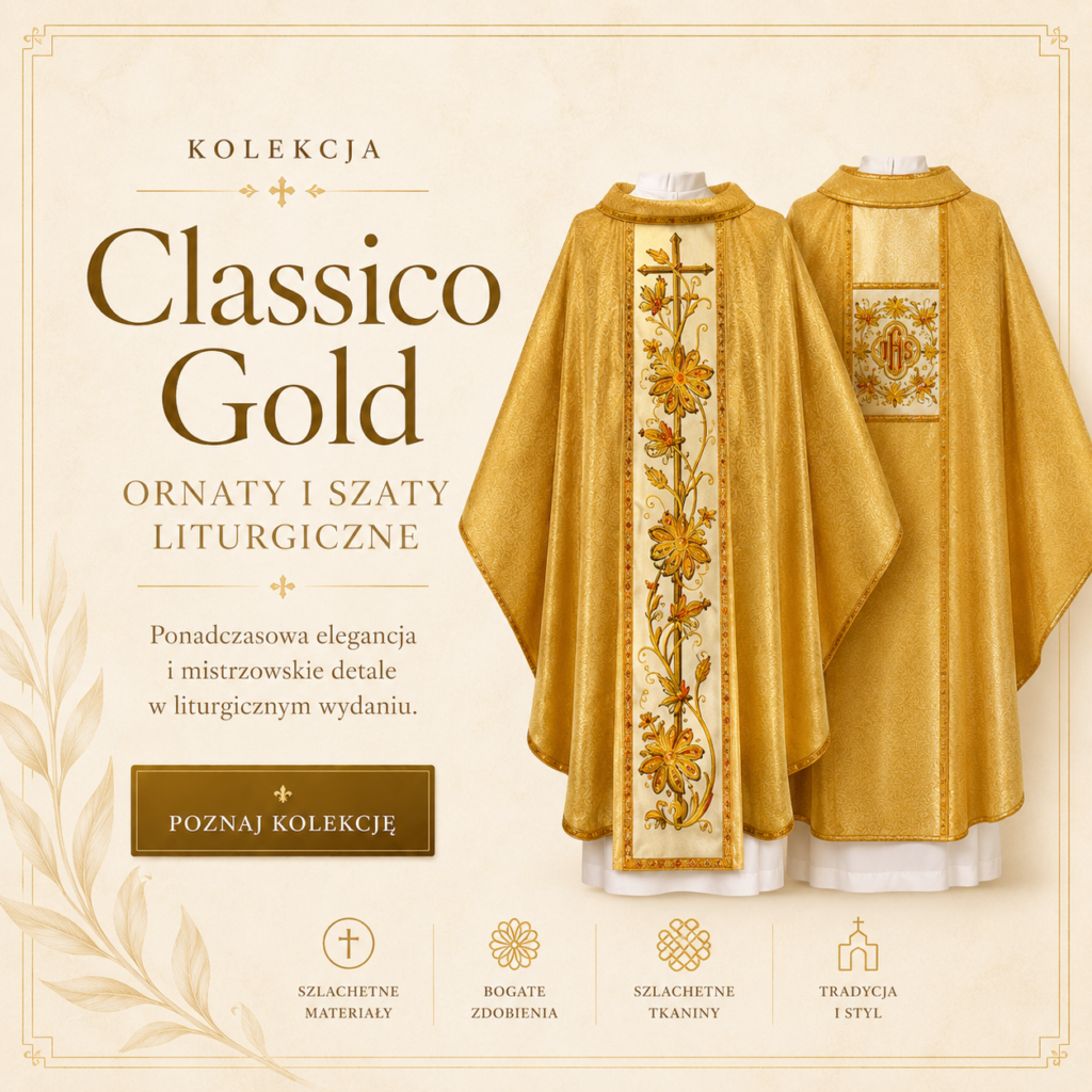 Szaty liturgiczne z dekoracyjnym ornamentem do uroczystej liturgii